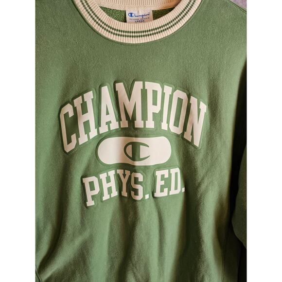 Champion Reverse Weave Men's Heavyweight Pullover Sweatshirt. Green. Size L - Picture 2 of 5